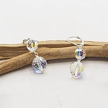 LTC Designs Austrian Crystal Aurora Borealis Round Bead Earrings