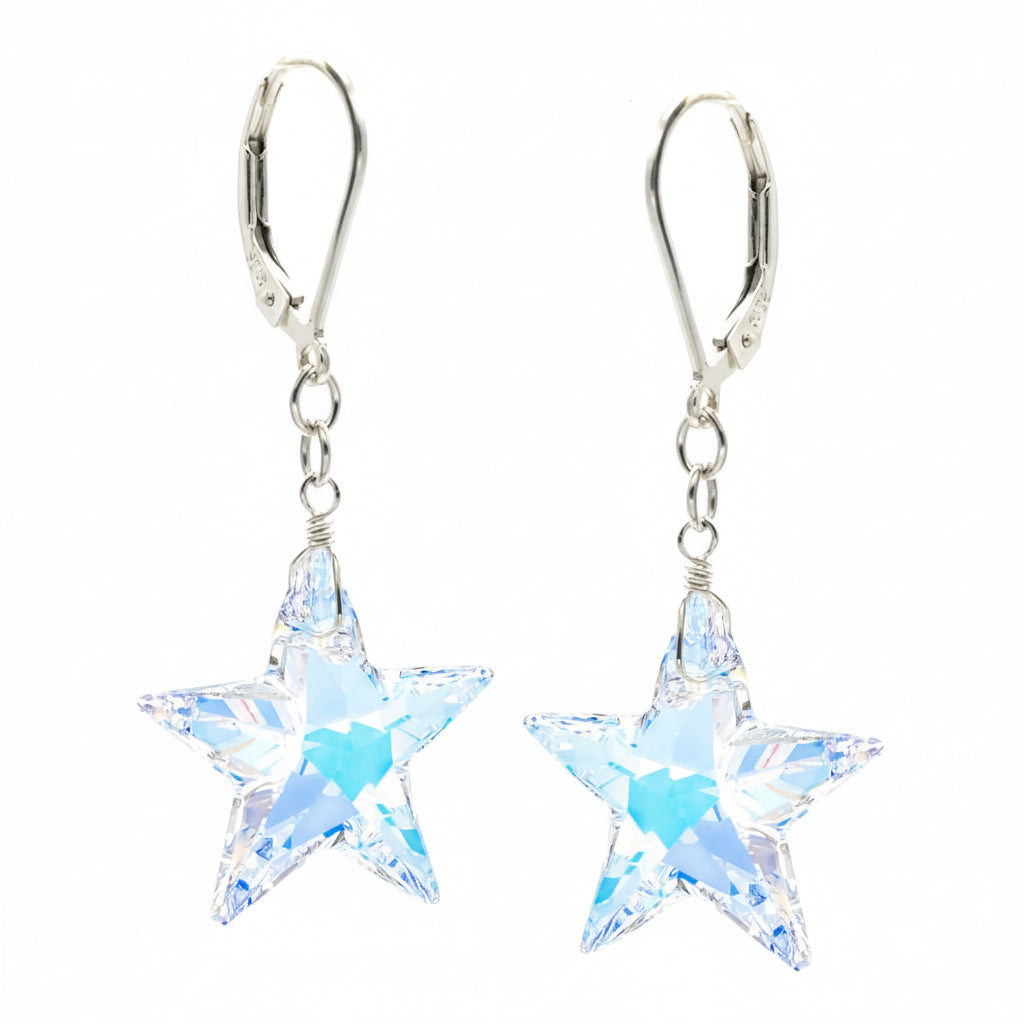 Austrian Crystal Aurora Borealis Sterling Silver Earrings