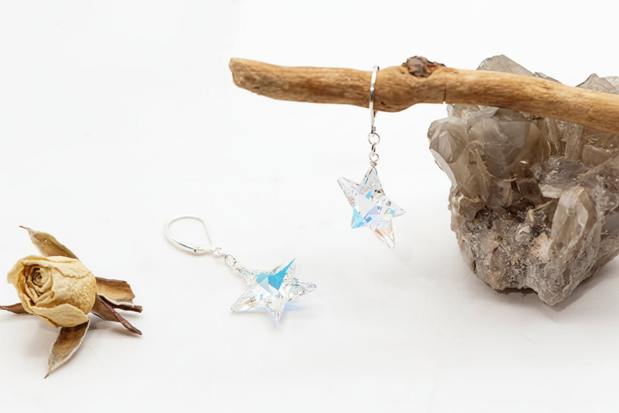 Austrian Crystal Aurora Borealis Sterling Silver Earrings