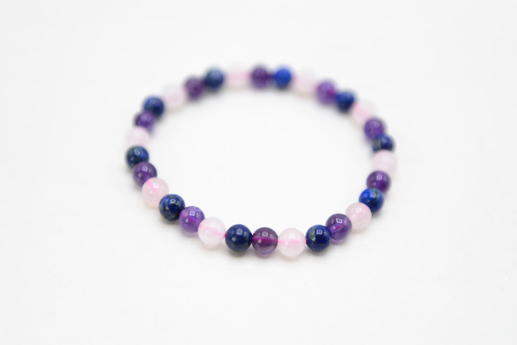 Amethyst, Lapis & Rose Quartz Multicolor 6mm Stretch Bracelet