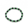 Aventurine with Black Onyx 6mm Round Stretch Bracelet, 7"