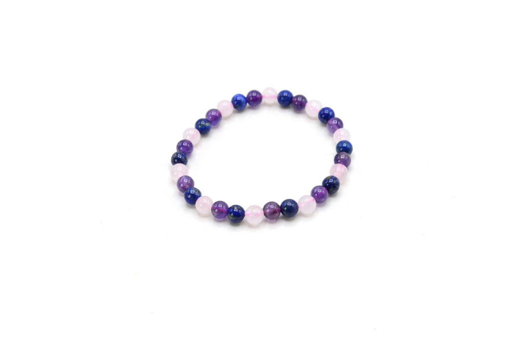 Amethyst, Lapis & Rose Quartz Multicolor 6mm Stretch Bracelet