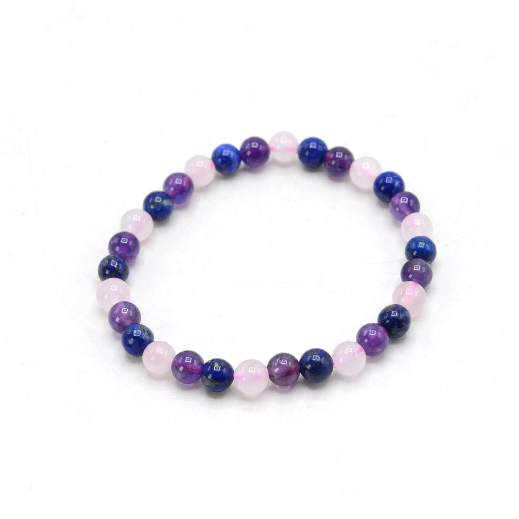 Amethyst, Lapis & Rose Quartz Multicolor 6mm Stretch Bracelet