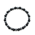 Hematite with Black Onyx 6mm Round Stretch Bracelet 7"