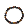 Multicolored Tiger Eye 6mm Round Stretch Bracelet 7"