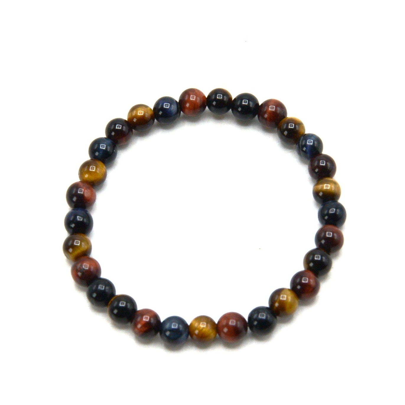 Multicolored Tiger Eye 6mm Round Stretch Bracelet 7"