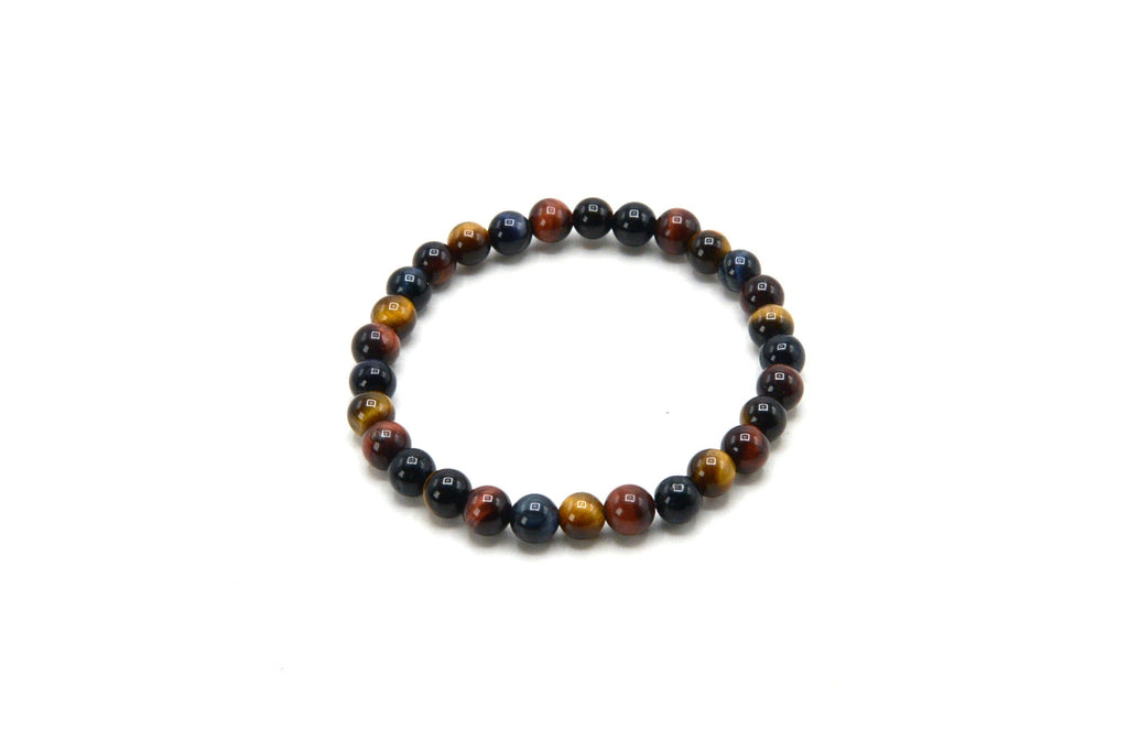 Multicolored Tiger Eye 6mm Round Stretch Bracelet 7"