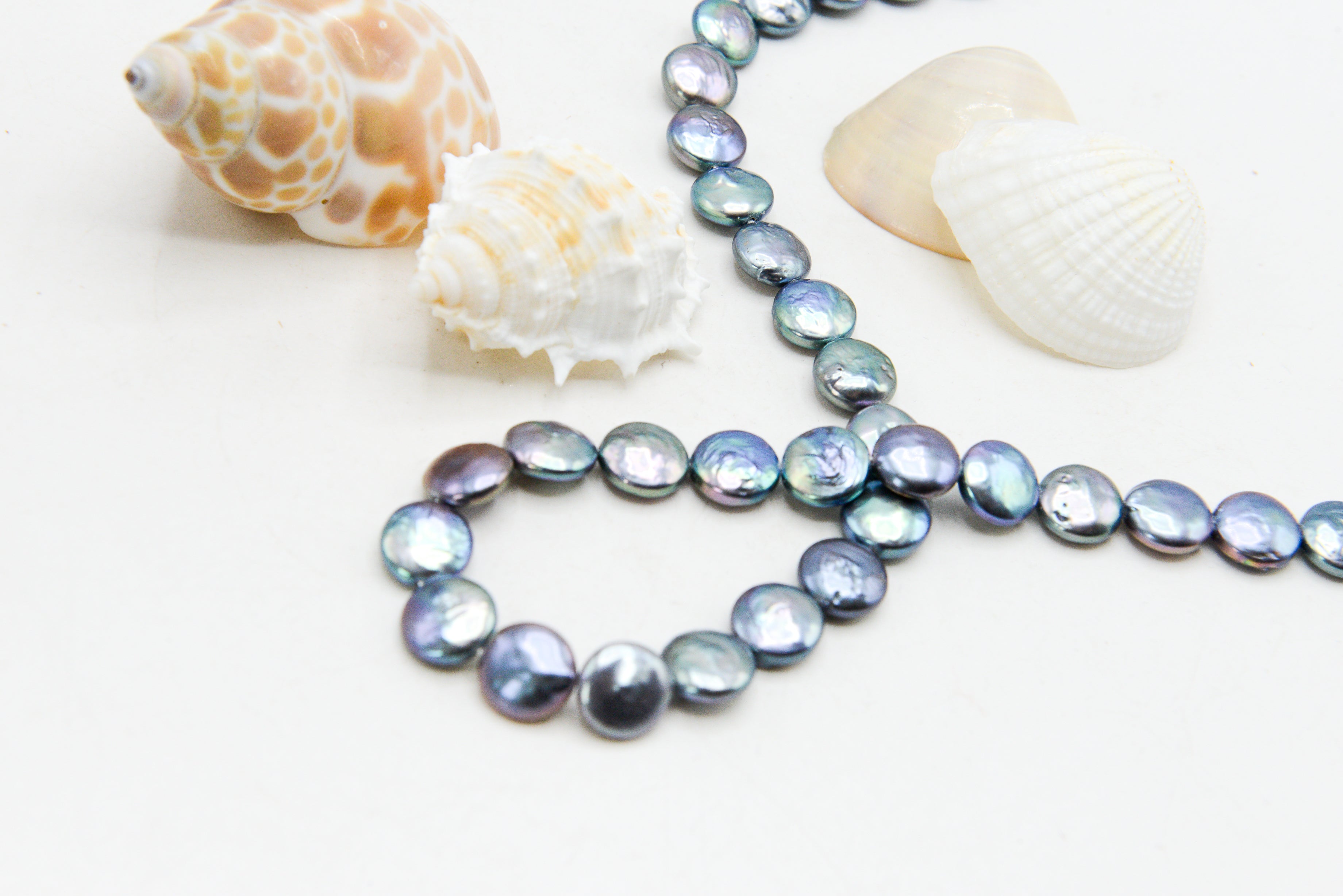 Peacock Dyed Cultured Freshwater Pearl 10mm Coin Shape