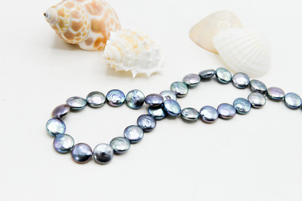Peacock Dyed Cultured Freshwater Pearl 10mm Coin Shape