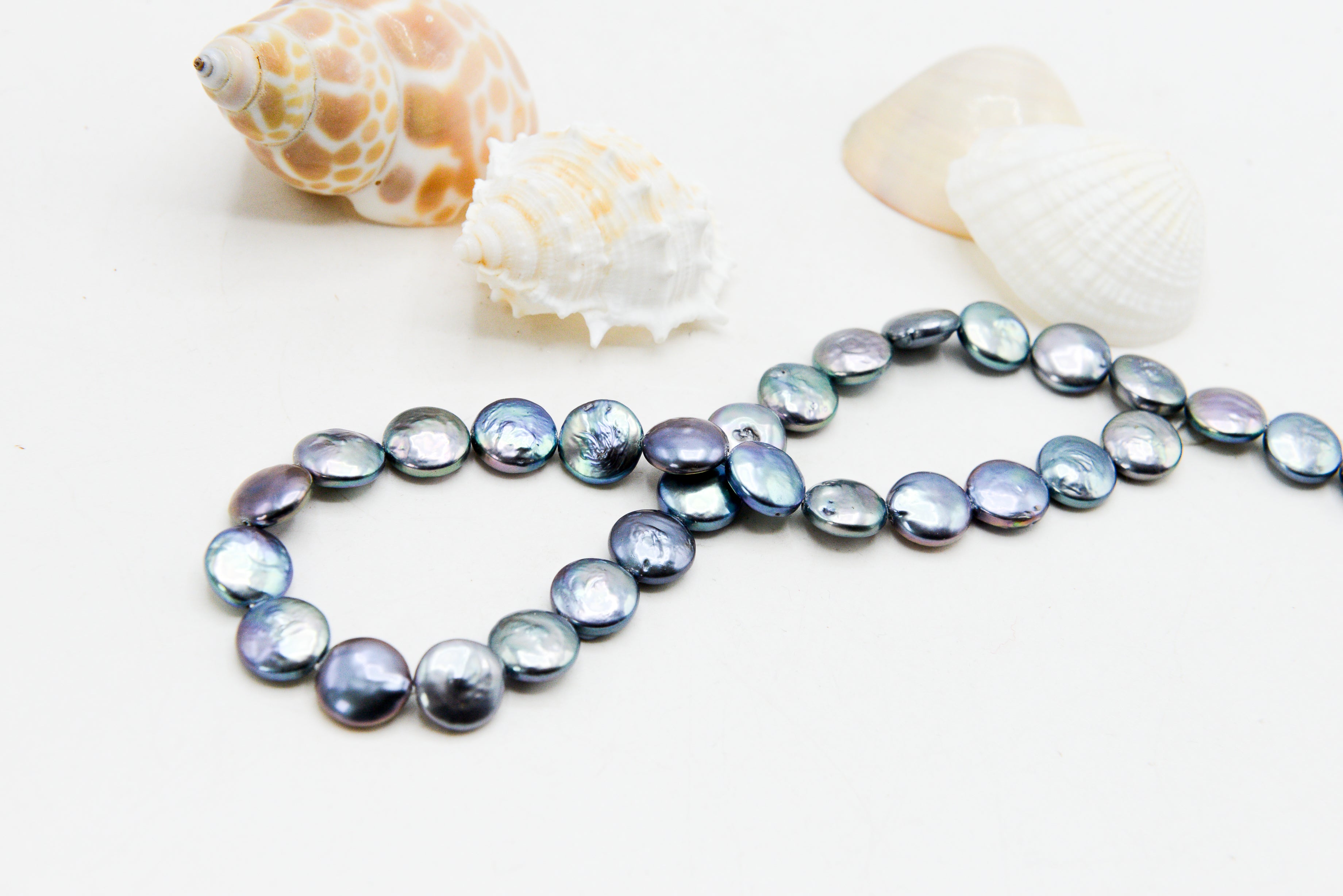 Peacock Dyed Cultured Freshwater Pearl 10mm Coin Shape