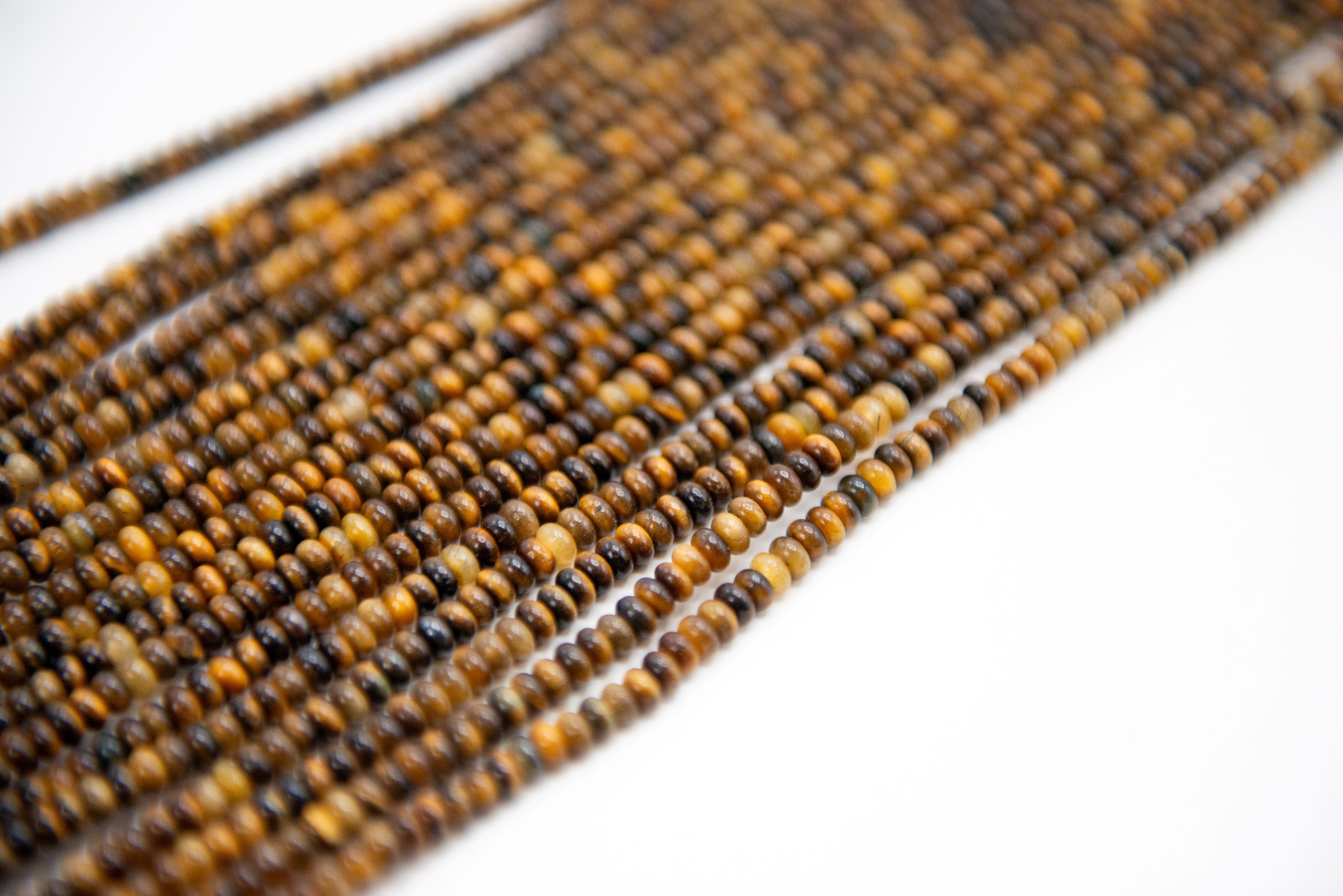 Smooth Tiger Eye Rondelle 4mm, 15.5"