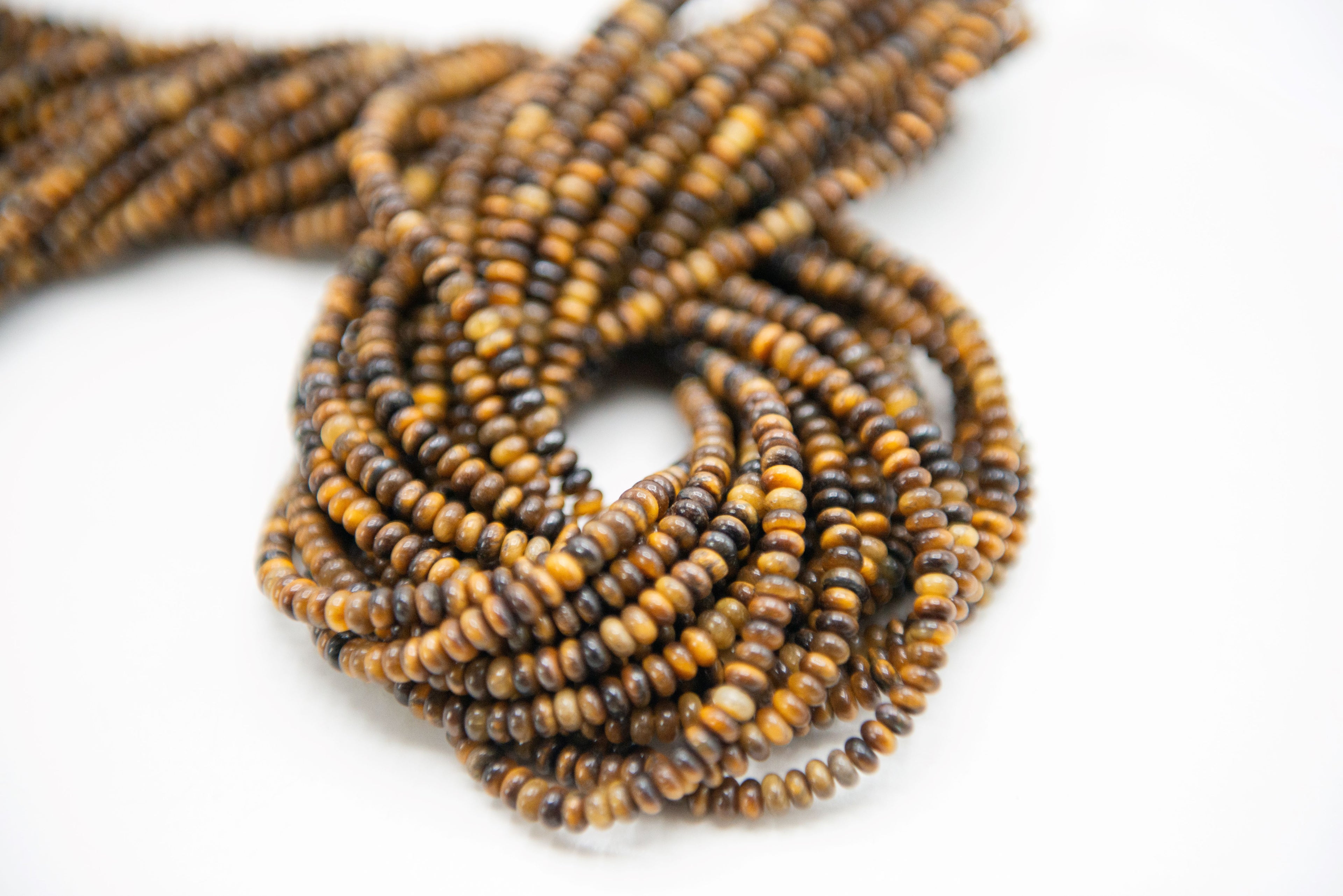 Smooth Tiger Eye Rondelle 4mm, 15.5"