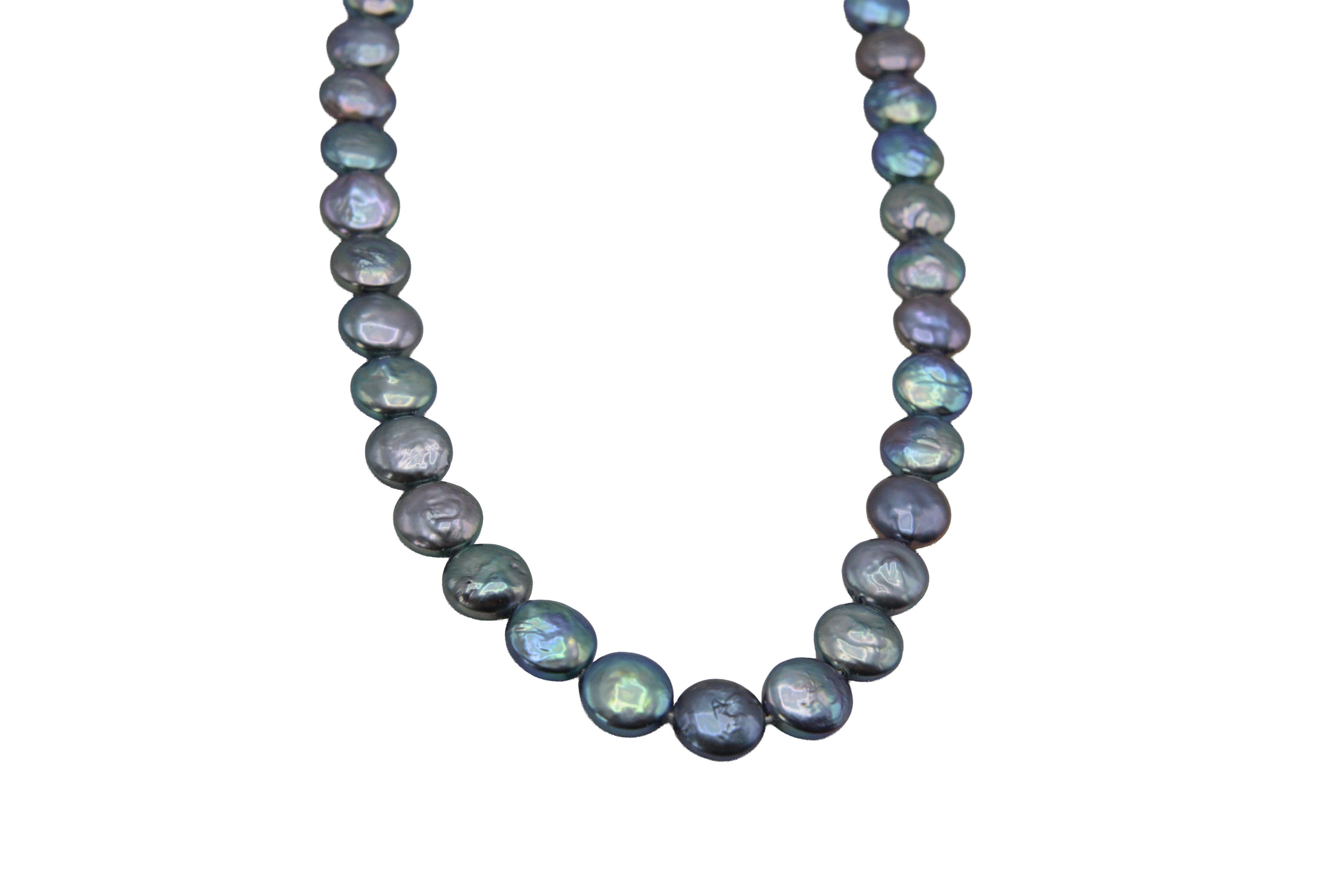 Peacock Dyed Cultured Freshwater Pearl 10mm Coin Shape