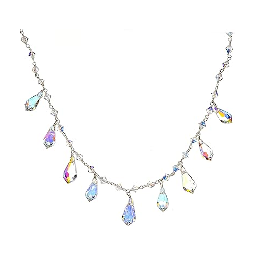 Aurora Borealis Austrian Crystal Teardrop Necklace