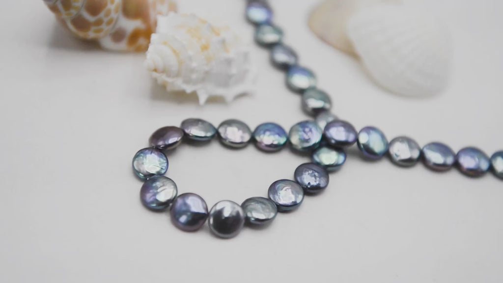 Peacock Dyed Cultured Freshwater Pearl 10mm Coin Shape