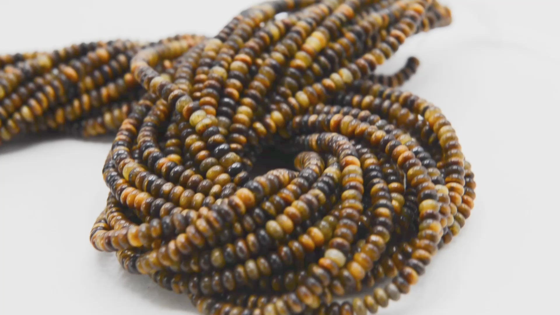 Smooth Tiger Eye Rondelle 4mm, 15.5"