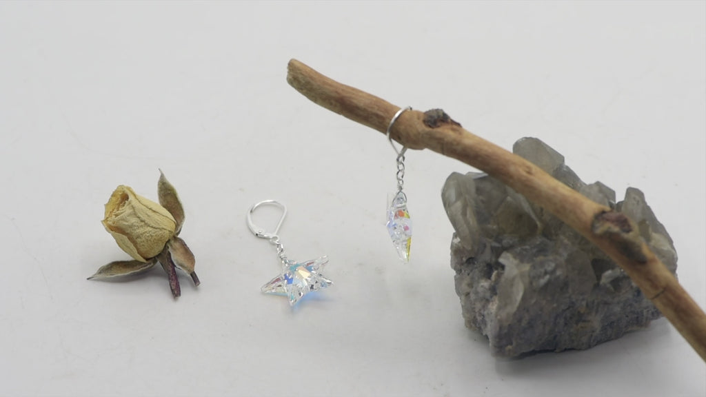 Austrian Crystal Aurora Borealis Sterling Silver Earrings