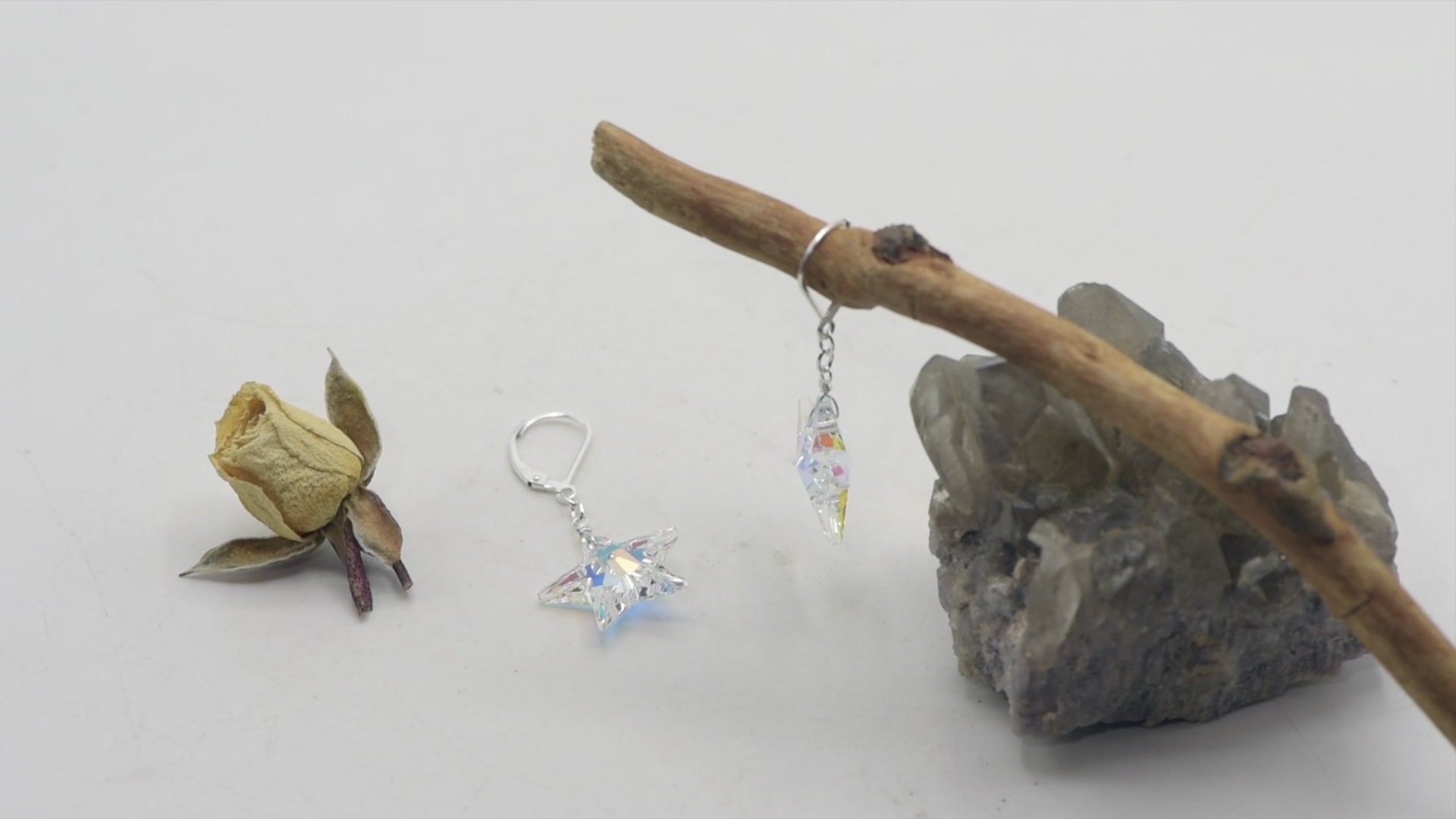 Austrian Crystal Aurora Borealis Sterling Silver Earrings